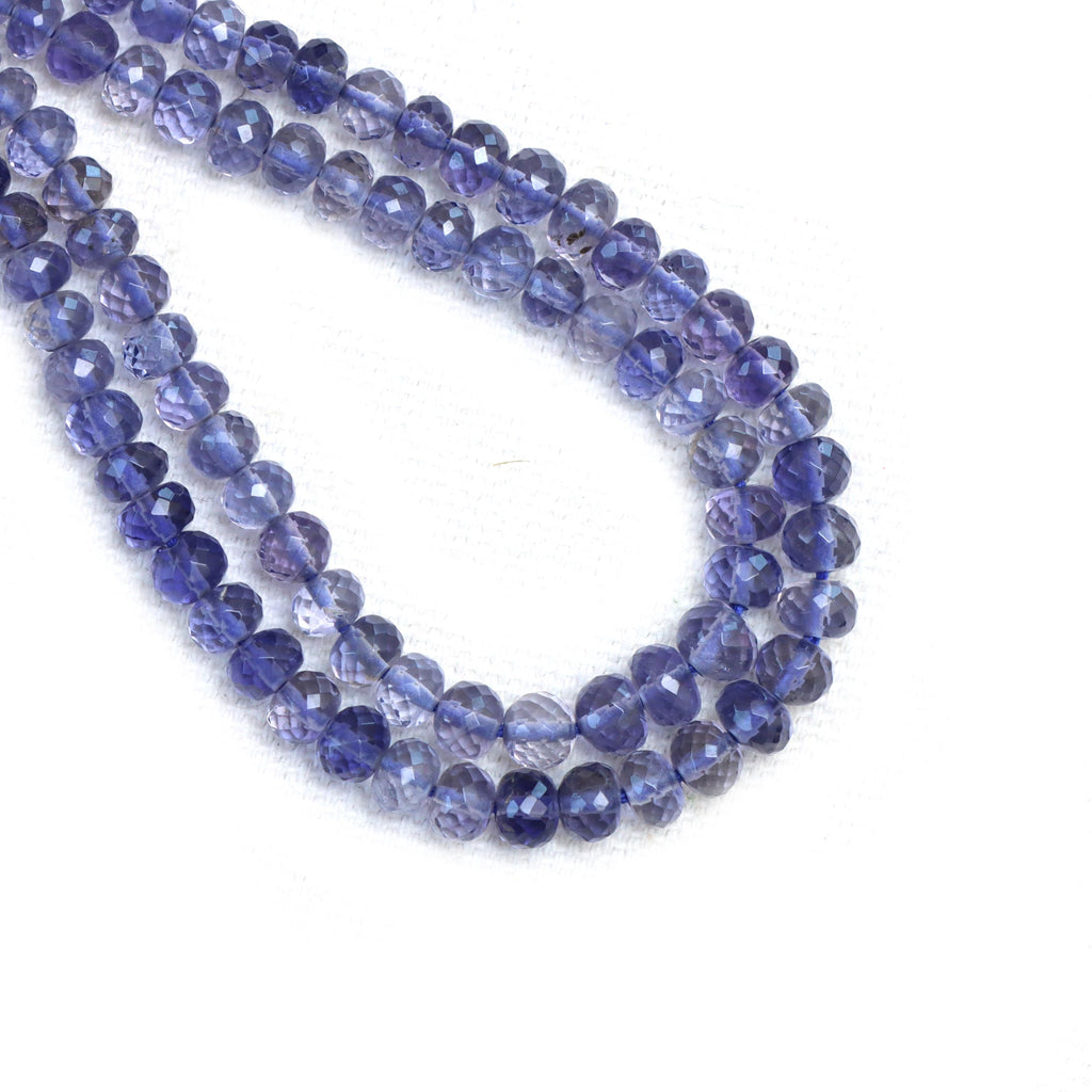 Iolite Faceted Rondelle Beads, 3 mm To 4 mm, Iolite Jewelry Making Beads, 16 Inches Full Strand