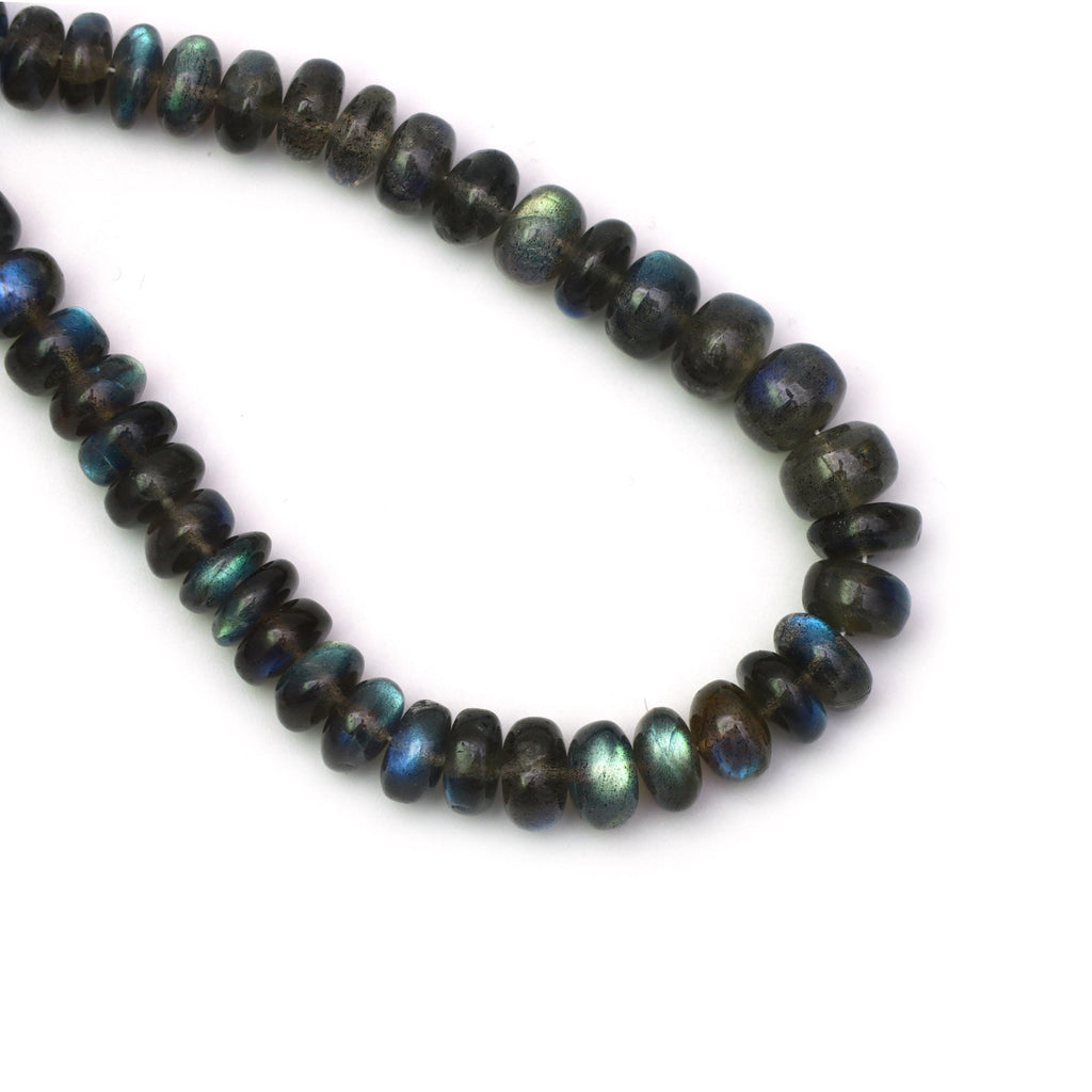 Labradorite Smooth Rondelle Beads, 7.5 mm To 8.5 mm, Labradorite Jewelry Making Beads, 9.5 Inches Full Strand