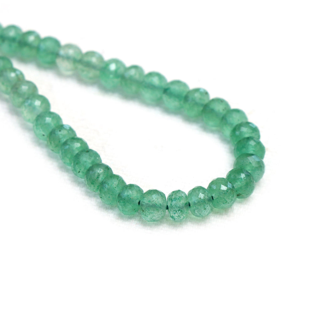 Green Strawberry Quartz Faceted Rondelle Beads, 4 mm To 5 mm, Green Strawberry Quartz Jewelry Making Beads, 16 Inches Full Strand