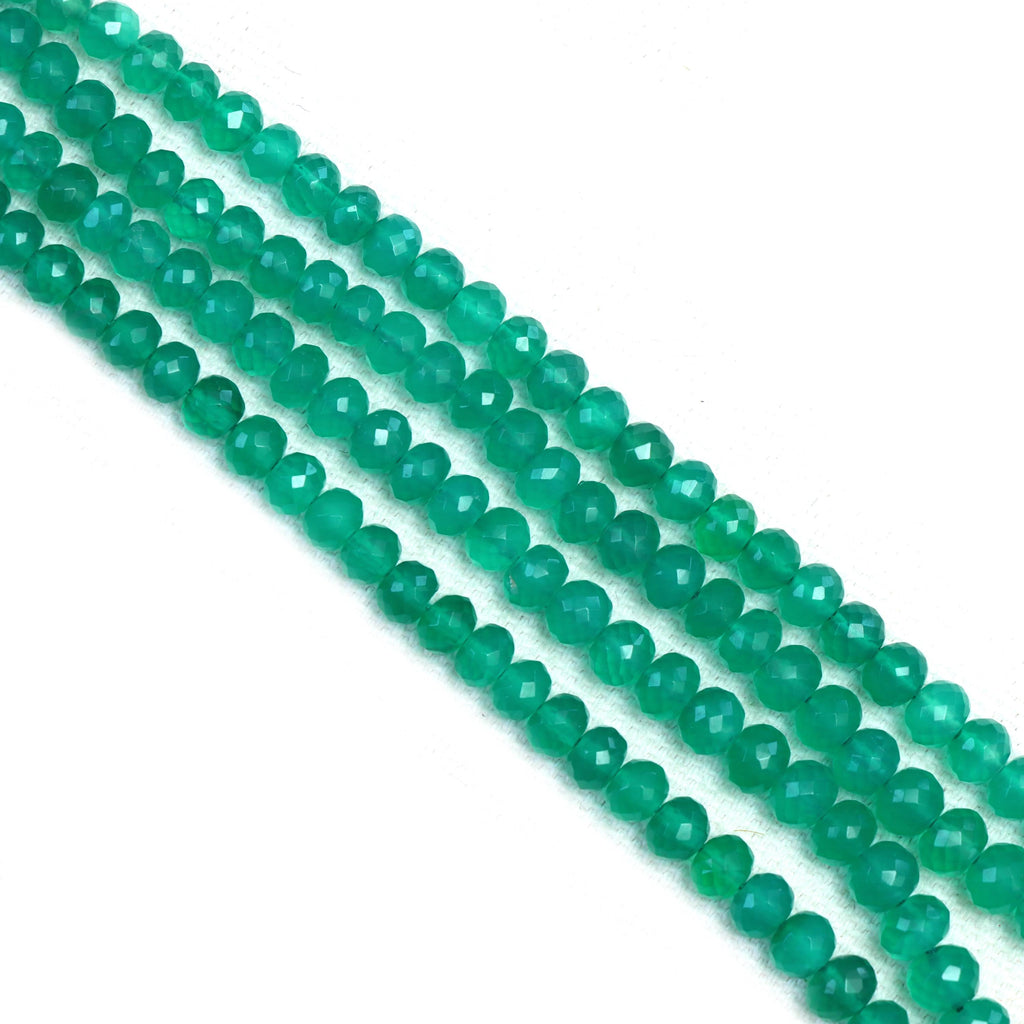 Green Onyx Faceted Rondelle Beads, 3 mm To 5 mm, Green Onyx Jewelry Making Beads, 16 Inches Full Strand