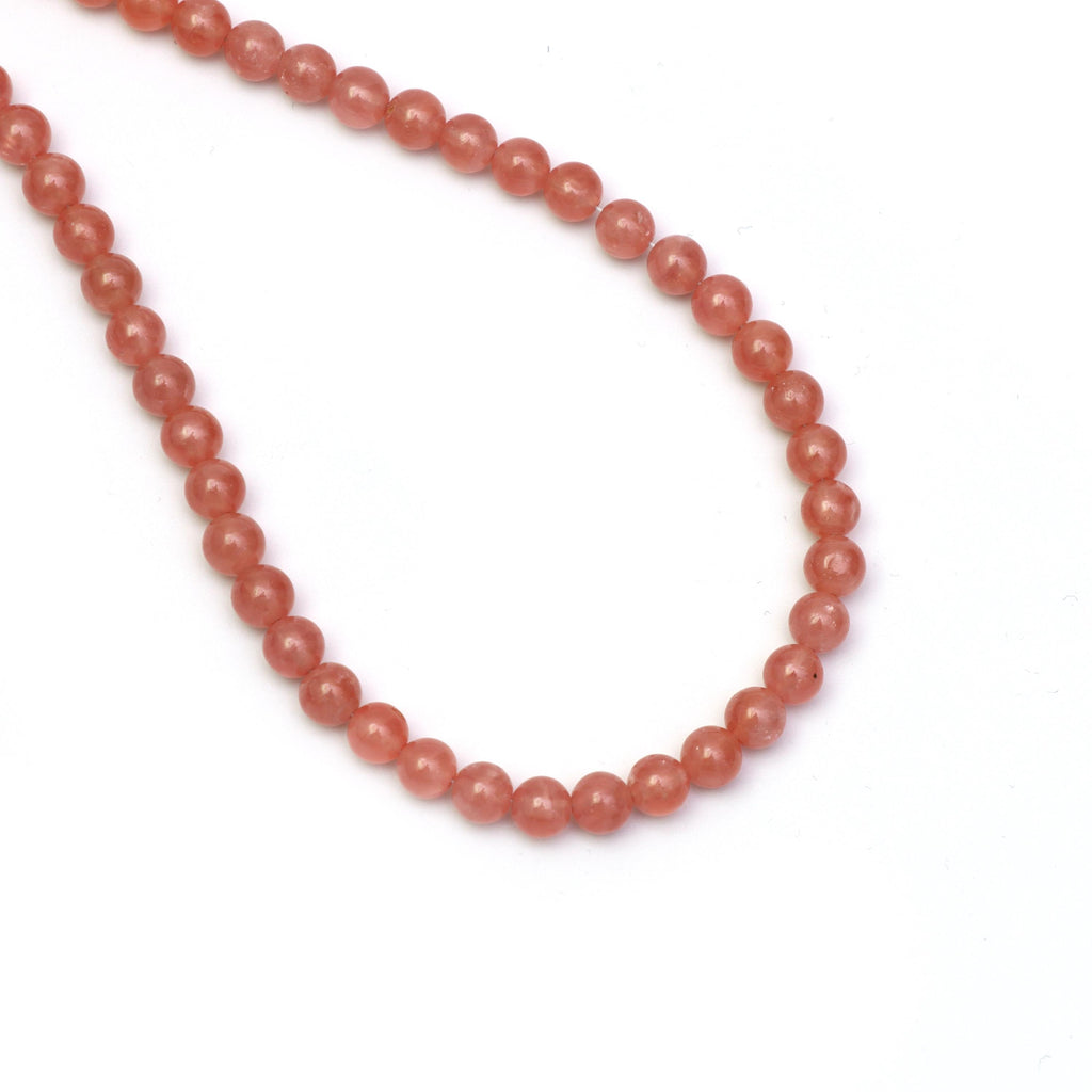 Rhodochrosite Smooth Round Balls, 6 mm, Rhodochrosite Jewelry Making Balls, 14 Inches Full Strand