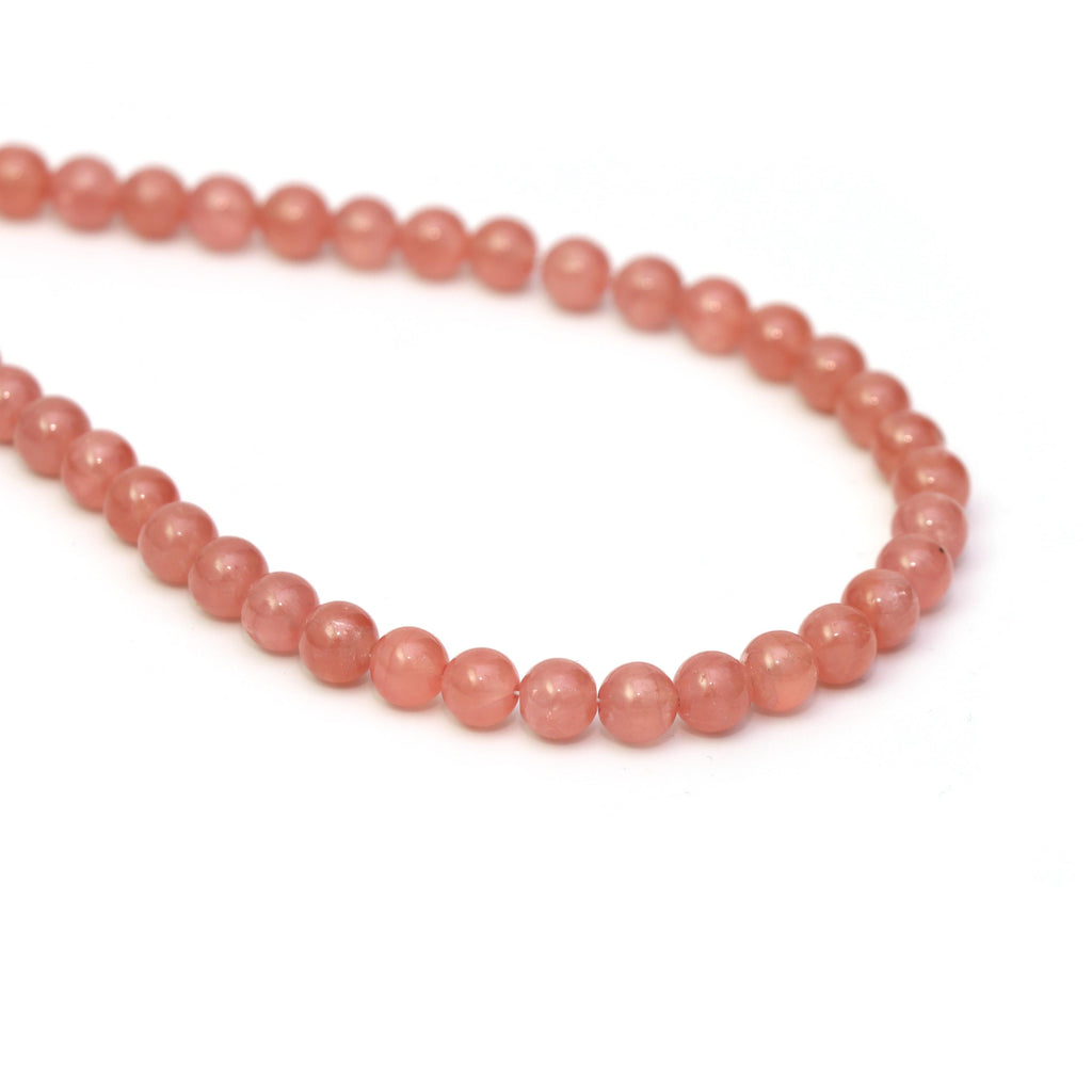 Rhodochrosite Smooth Round Balls, 6 mm, Rhodochrosite Jewelry Making Balls, 14 Inches Full Strand