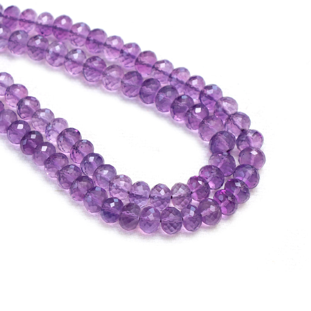 Amethyst Faceted Rondelle Beads, 3 mm To 5 mm, Amethyst Jewelry Making Beads, 16 Inches Full Strand
