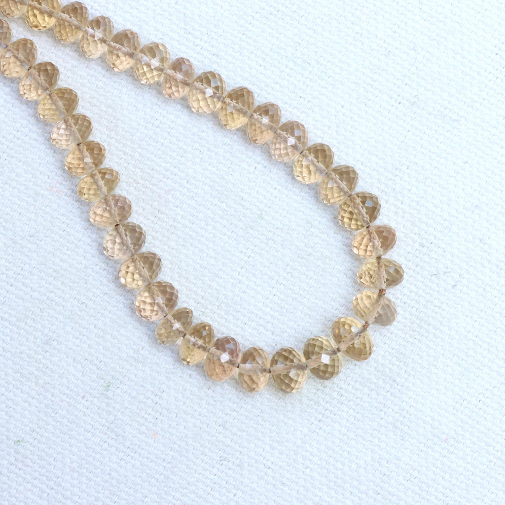 Shampagne Citrine Faceted Rondelle Beads, 3 mm To 5 mm, Shampagne Citrine Jewelry Making Beads, 16 Inches Full Strand
