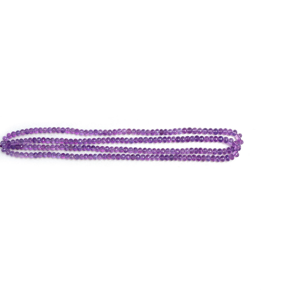 Amethyst Faceted Rondelle Beads, 3 mm To 5 mm, Amethyst Jewelry Making Beads, 16 Inches Full Strand