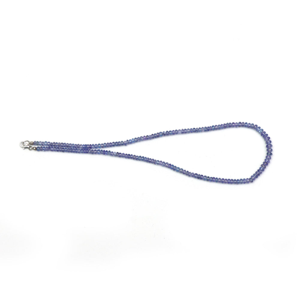 Tanzanite Smooth Rondelle Beads Necklace with 925 Sterling Silver Fish Lock, 4 mm To 6 mm, Tanzanite Beads, 18.5 Inches Necklace