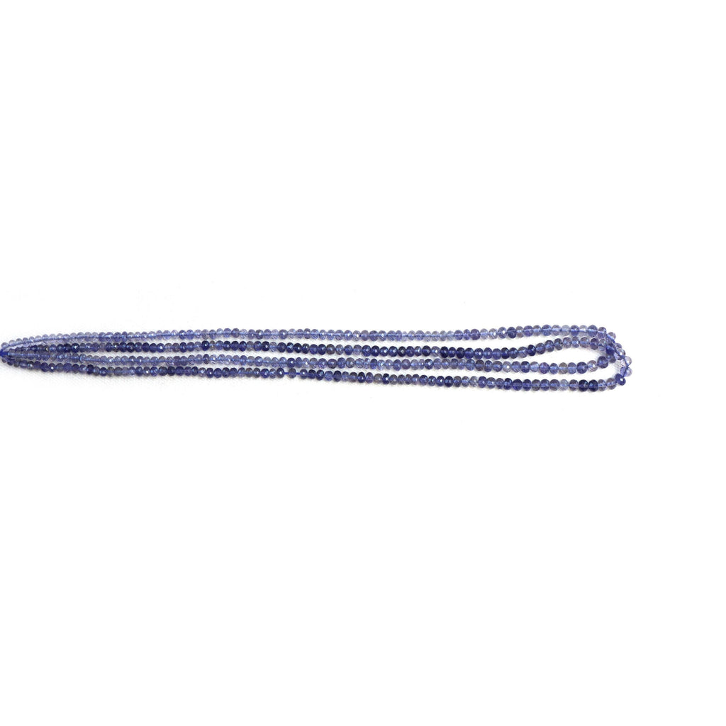 Iolite Faceted Rondelle Beads, 3 mm To 4 mm, Iolite Jewelry Making Beads, 16 Inches Full Strand