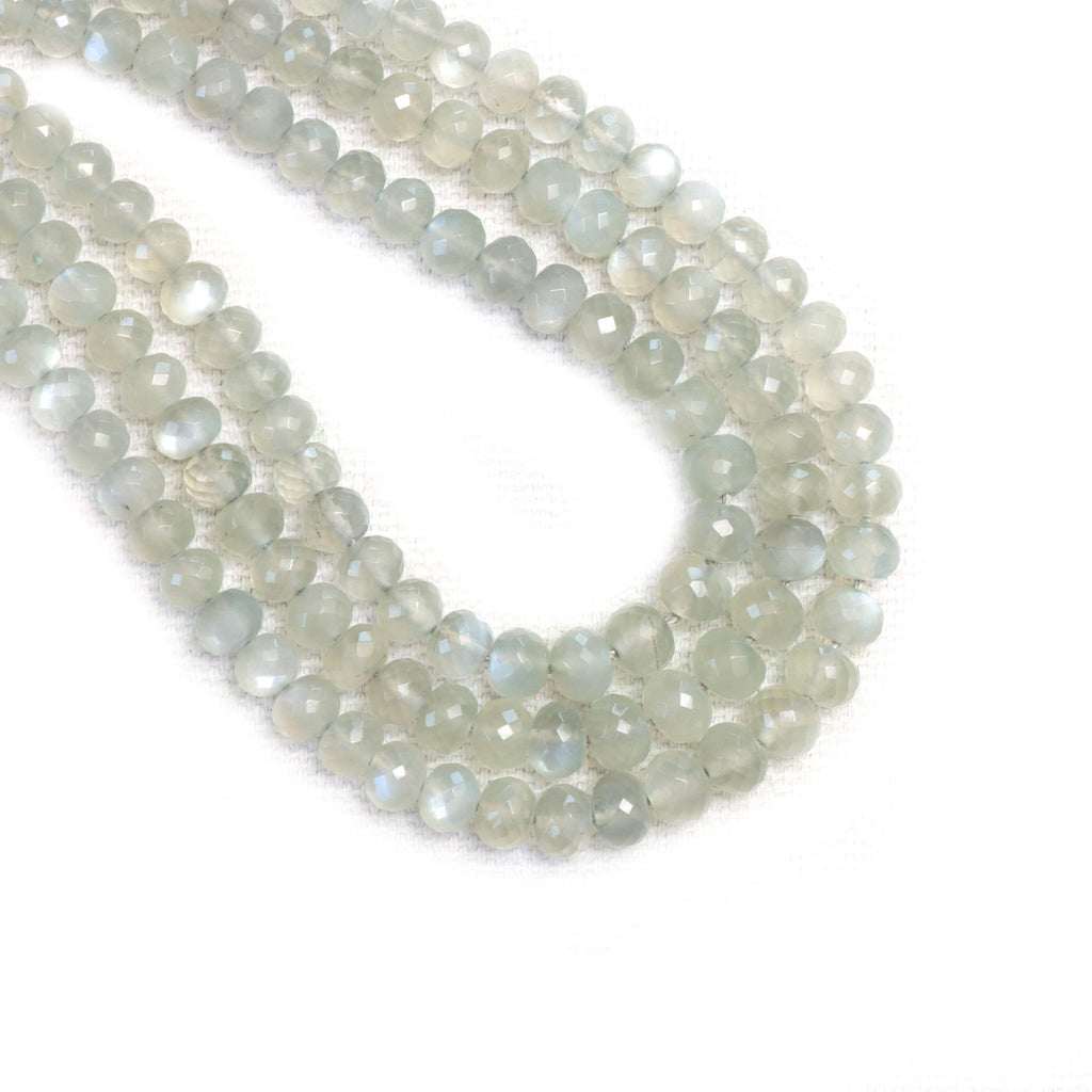 Grey Moonstone Faceted Rondelle Beads, 3 mm To 5 mm, Grey Moonstone Jewelry Making Beads, 16 Inches Full Strand