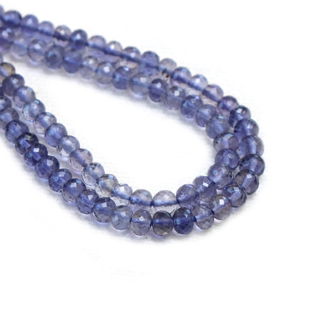 Iolite Faceted Rondelle Beads, 3 mm To 4 mm, Iolite Jewelry Making Beads, 16 Inches Full Strand