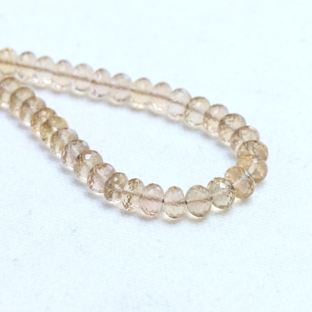Shampagne Citrine Faceted Rondelle Beads, 3 mm To 5 mm, Shampagne Citrine Jewelry Making Beads, 16 Inches Full Strand