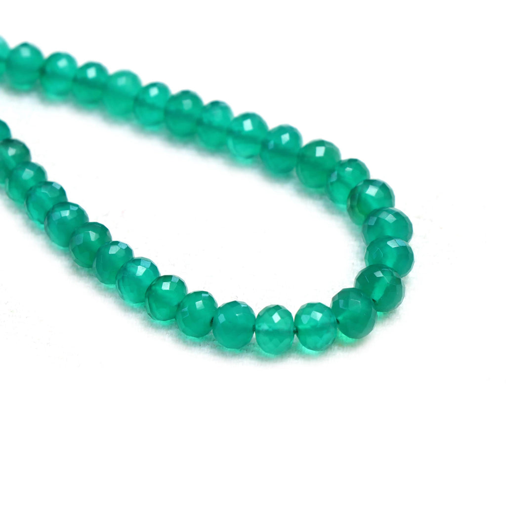 Green Onyx Faceted Rondelle Beads, 3 mm To 5 mm, Green Onyx Jewelry Making Beads, 16 Inches Full Strand