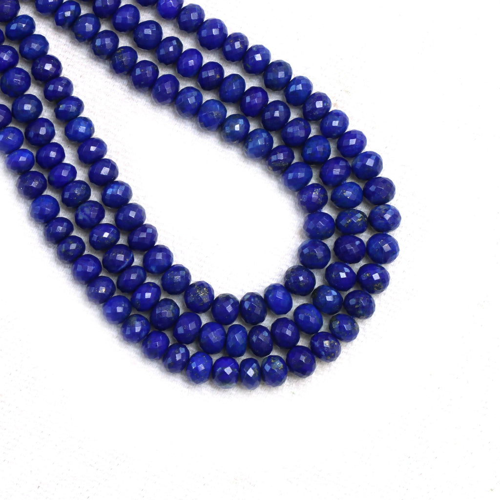 Lapis Faceted Rondelle Beads, 3 mm To 5 mm, Lapis Jewelry Making Beads, 16 Inches Full Strand