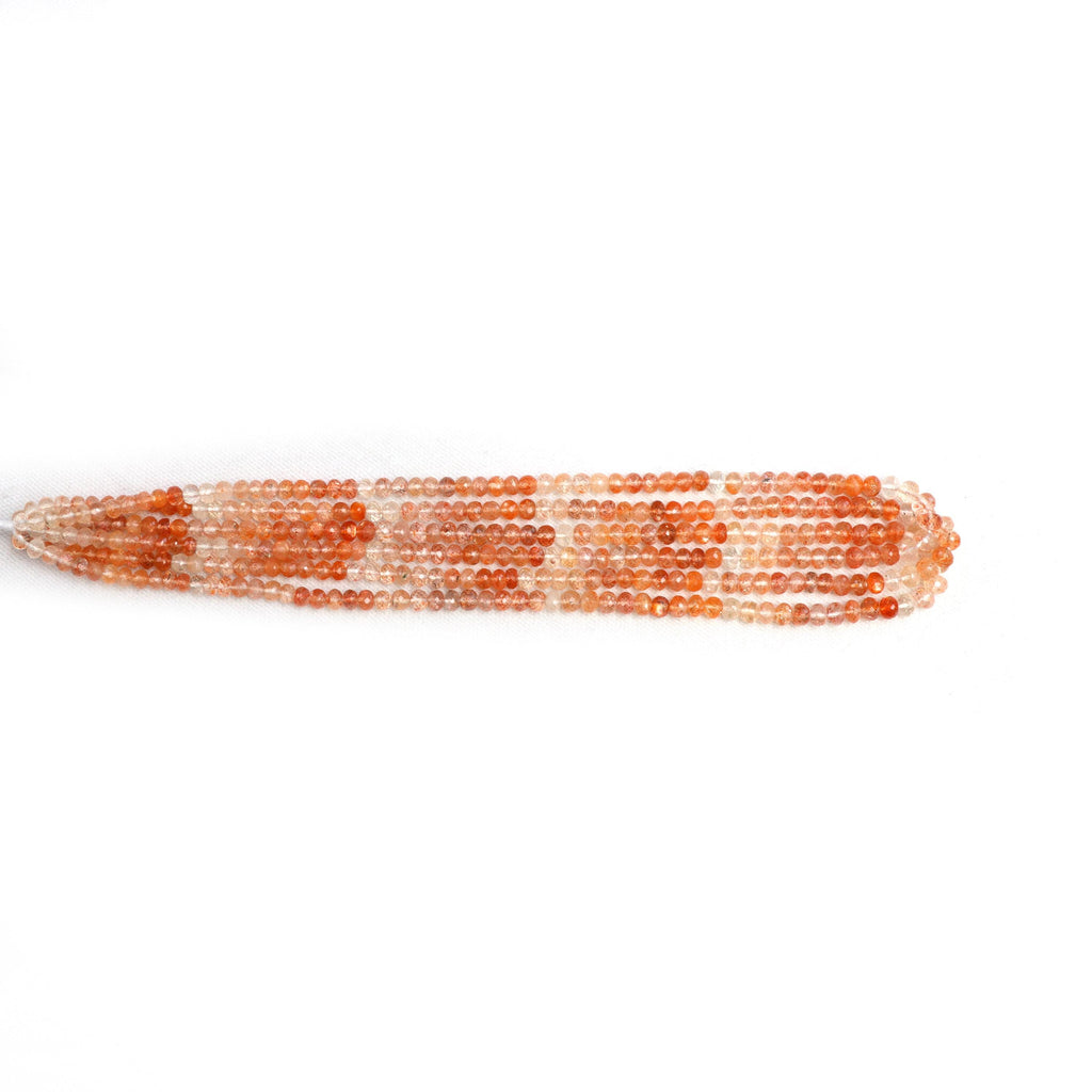 Sunstone Faceted Rondelle Beads, 4 mm To 5 mm, Sunstone Jewelry Making Beads, 16 Inches Full Strand