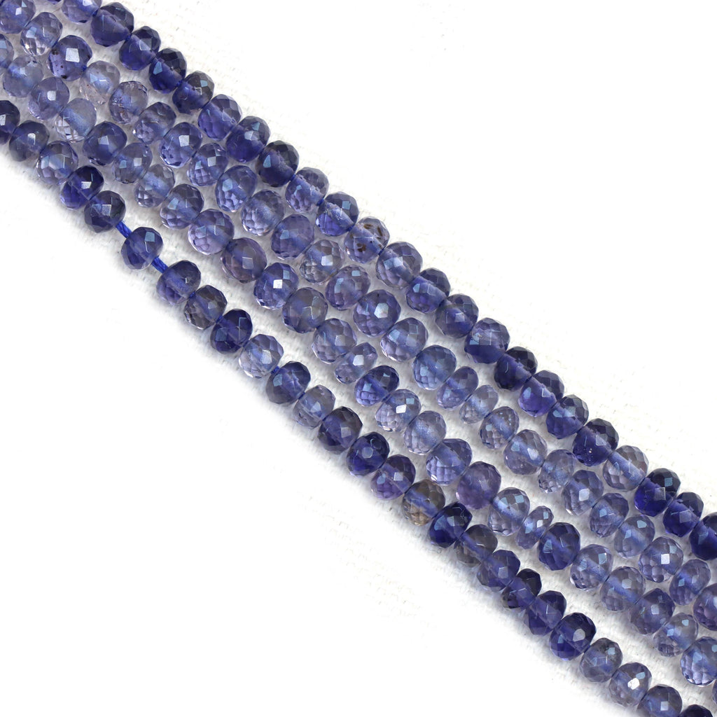 Iolite Faceted Rondelle Beads, 3 mm To 4 mm, Iolite Jewelry Making Beads, 16 Inches Full Strand
