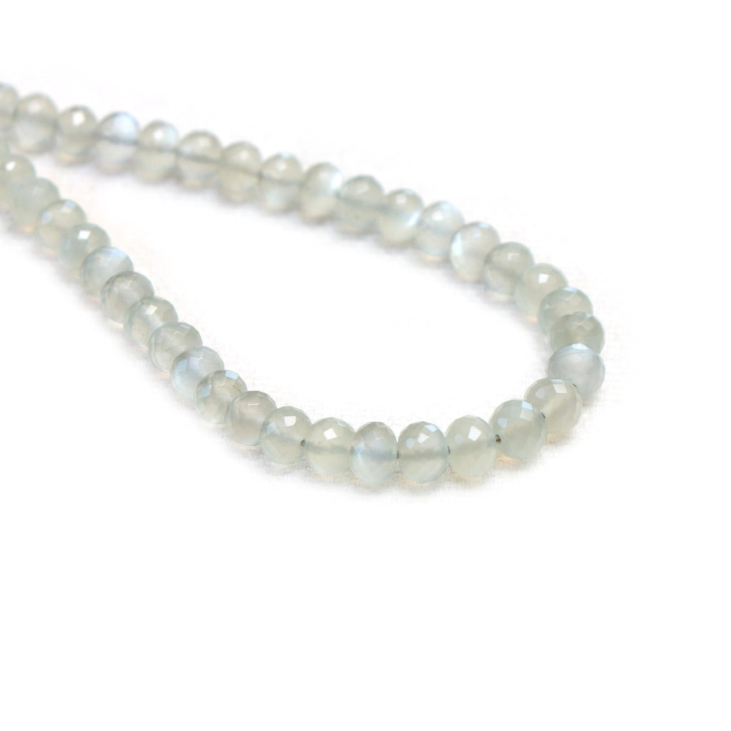 Grey Moonstone Faceted Rondelle Beads, 3 mm To 5 mm, Grey Moonstone Jewelry Making Beads, 16 Inches Full Strand