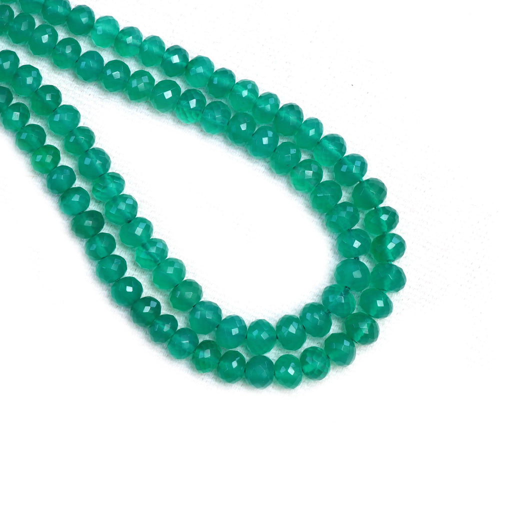 Green Onyx Faceted Rondelle Beads, 3 mm To 5 mm, Green Onyx Jewelry Making Beads, 16 Inches Full Strand