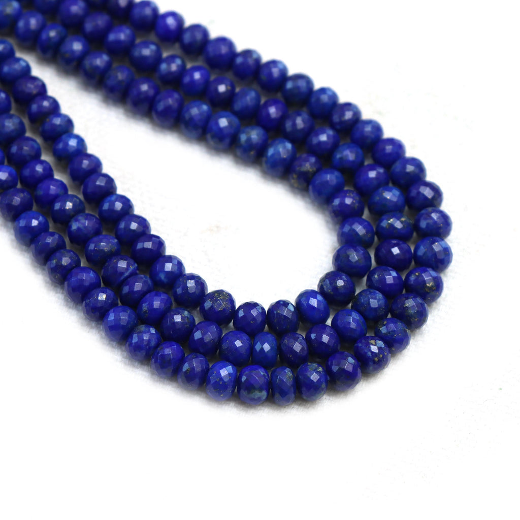Lapis Faceted Rondelle Beads, 3 mm To 5 mm, Lapis Jewelry Making Beads, 16 Inches Full Strand