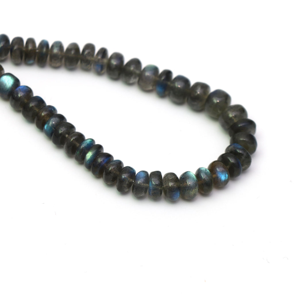 Labradorite Smooth Rondelle Beads, 7.5 mm To 8.5 mm, Labradorite Jewelry Making Beads, 9.5 Inches Full Strand
