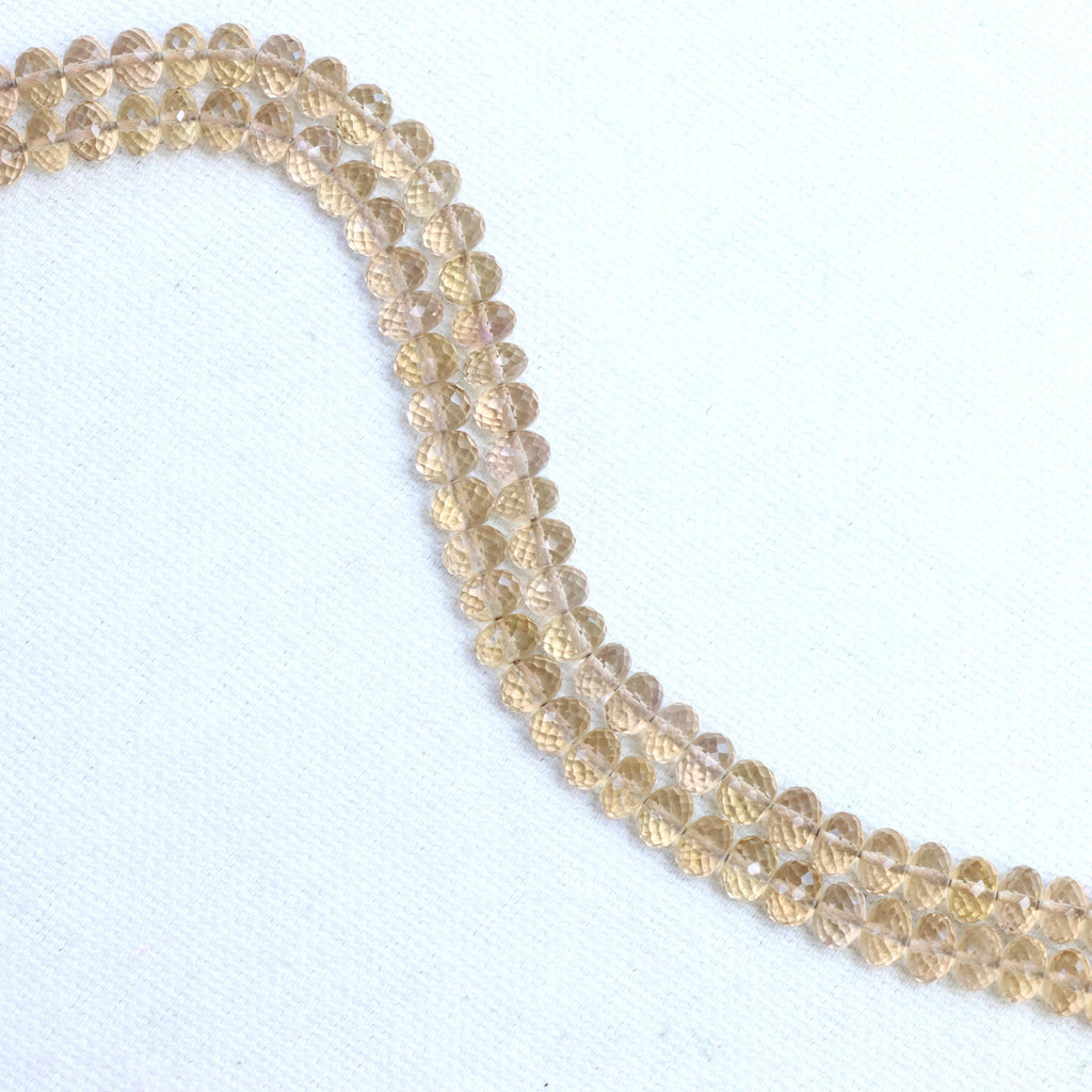 Shampagne Citrine Faceted Rondelle Beads, 3 mm To 5 mm, Shampagne Citrine Jewelry Making Beads, 16 Inches Full Strand
