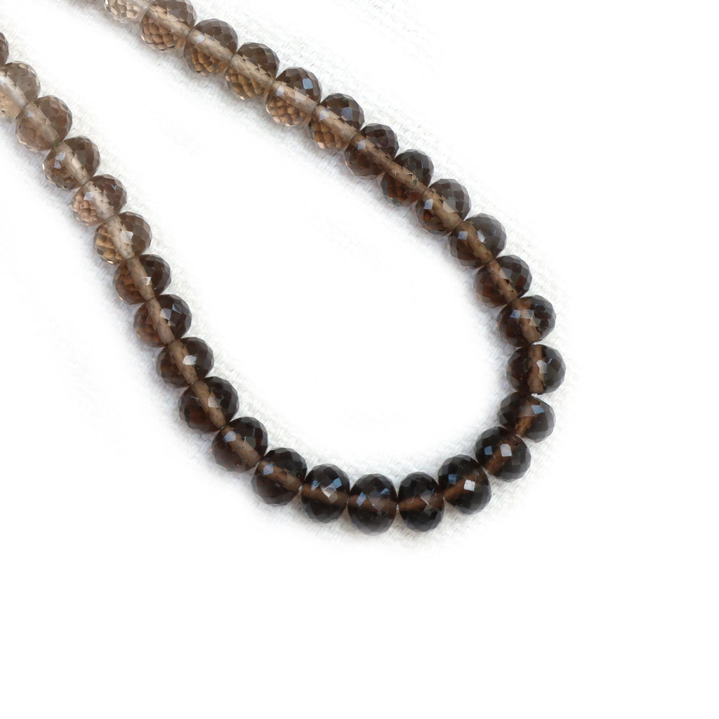 Smoky Quartz Faceted Rondelle Beads, 4 mm To 5 mm, Smoky Quartz Jewelry Making Beads, 16 Inches Full Strand