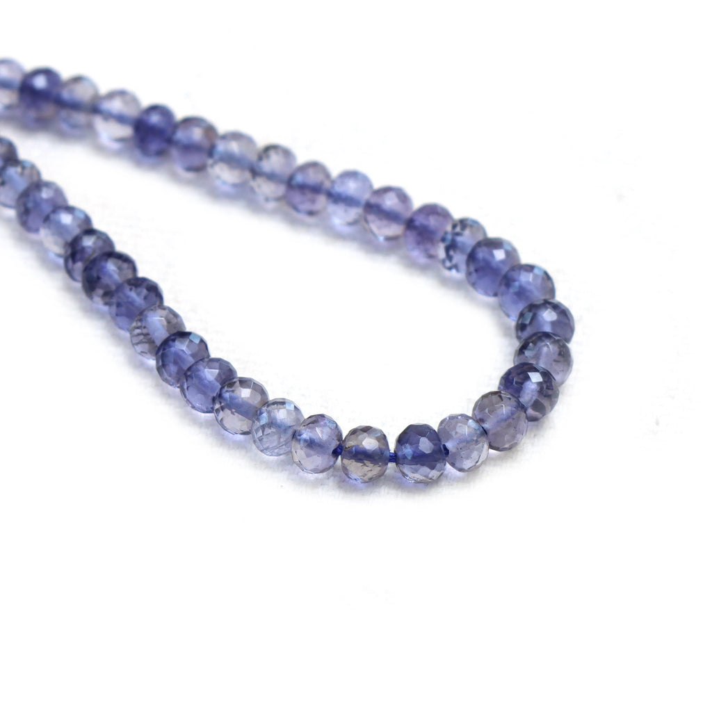 Iolite Faceted Rondelle Beads, 3 mm To 4 mm, Iolite Jewelry Making Beads, 16 Inches Full Strand