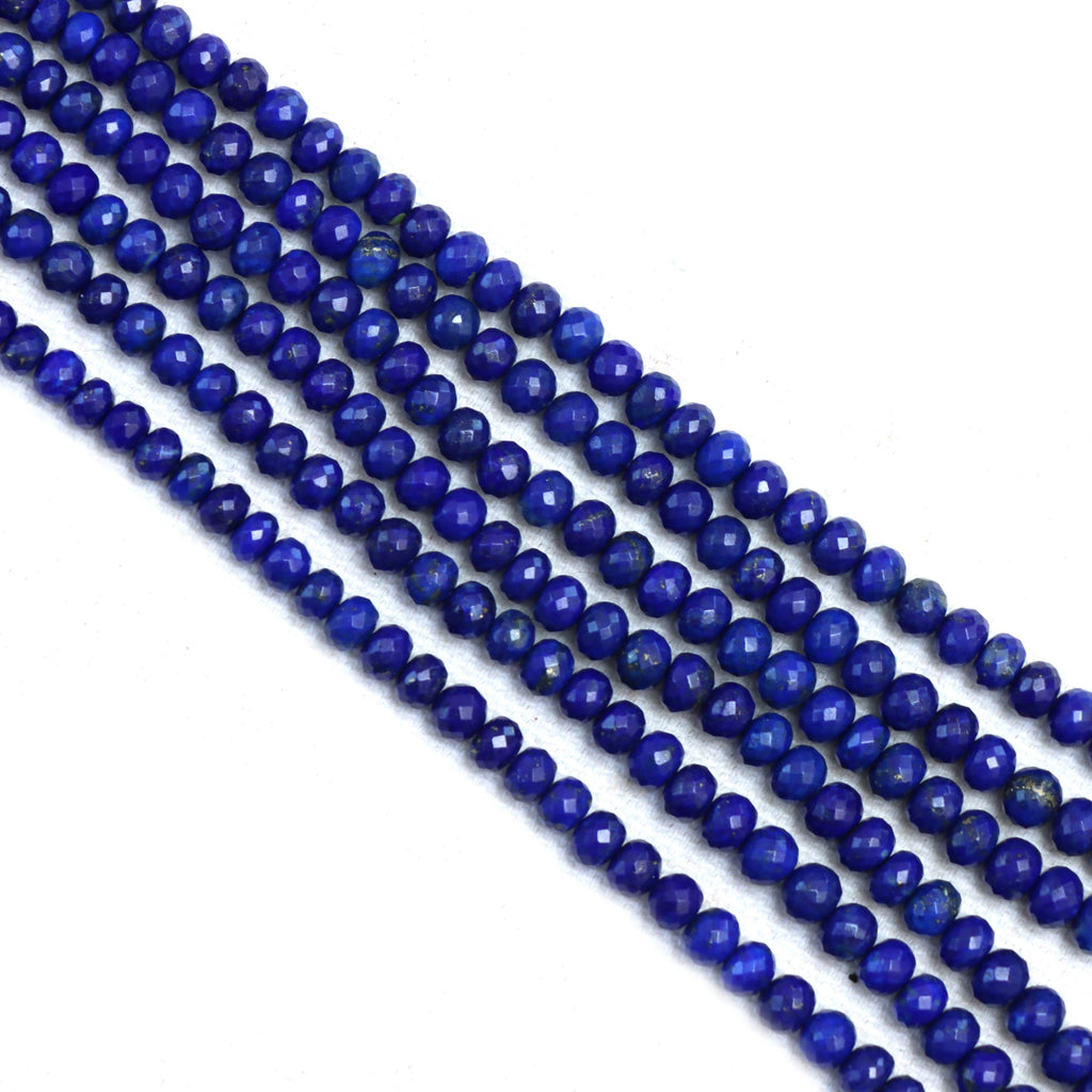 Lapis Faceted Rondelle Beads, 3 mm To 5 mm, Lapis Jewelry Making Beads, 16 Inches Full Strand