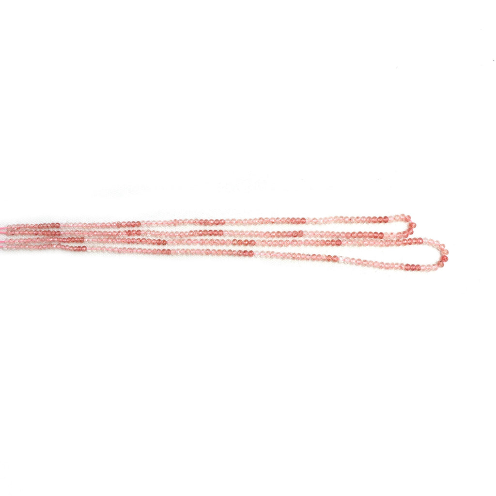 Strawberry Quartz Faceted Rondelle Beads, 4 mm To 5 mm, Strawberry Quartz Jewelry Making Beads, 16 Inches Full Strand