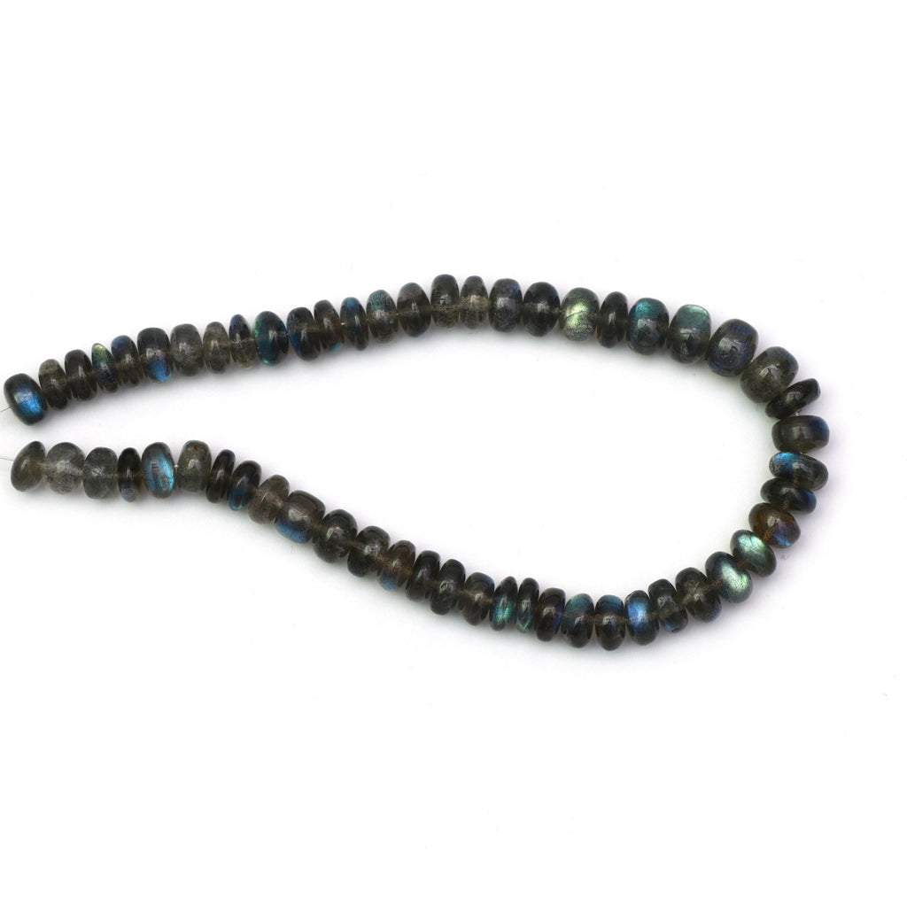Labradorite Smooth Rondelle Beads, 7.5 mm To 8.5 mm, Labradorite Jewelry Making Beads, 9.5 Inches Full Strand
