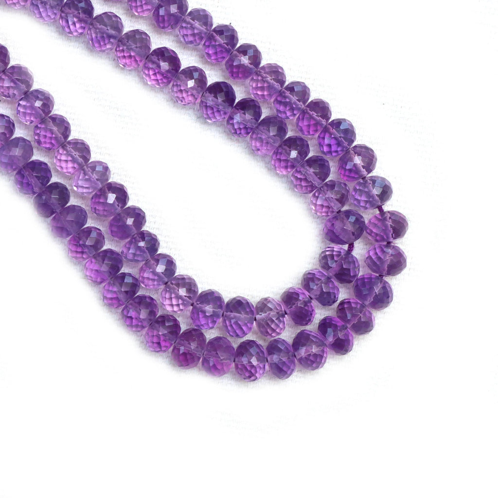 Amethyst Faceted Rondelle Beads, 3 mm To 5 mm, Amethyst Jewelry Making Beads, 16 Inches Full Strand