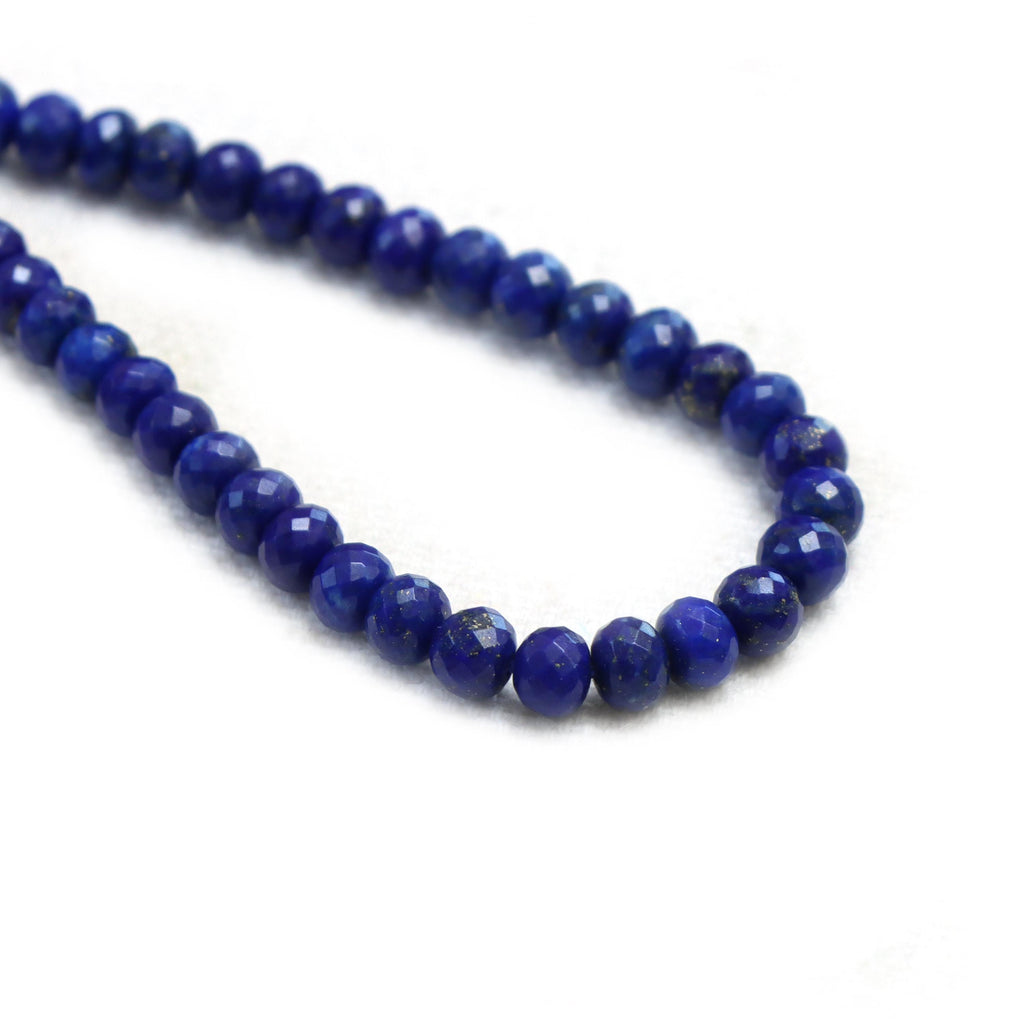 Lapis Faceted Rondelle Beads, 3 mm To 5 mm, Lapis Jewelry Making Beads, 16 Inches Full Strand