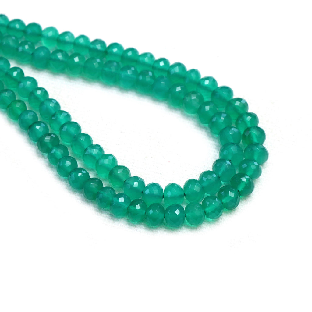 Green Onyx Faceted Rondelle Beads, 3 mm To 5 mm, Green Onyx Jewelry Making Beads, 16 Inches Full Strand