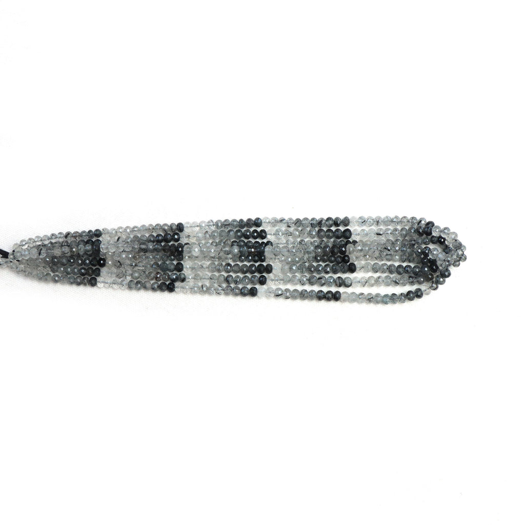 Black Rutile Faceted Rondelle Beads, 4 mm To 5 mm, Black Rutile Jewelry Making Beads, 16 Inches Full Strand